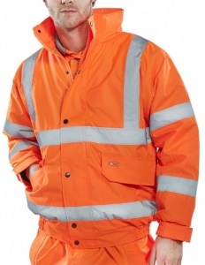 High Visibility Contractor Orange Waterproof Bomber Jacket ENISO 20471